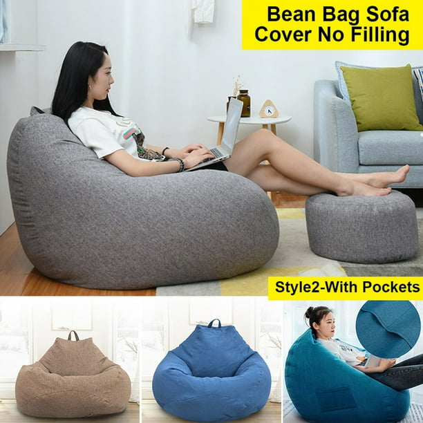 Adults Kid Bean Bag Chair Sofa Couch Cover Indoor Lazy Lounger NO FILLER